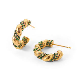 GREEN GLOW TWIST OHRRINGE GOLD