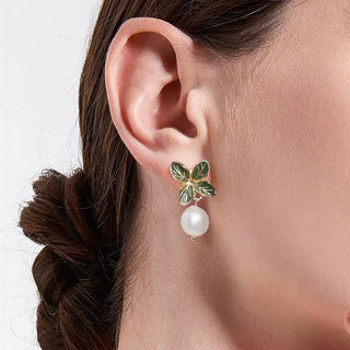 GREEN LEAF PEARL OHRRINGE
