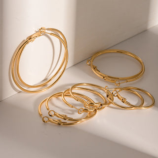 FINE SIMPLE HOOP EARRINGS GOLD 30MM