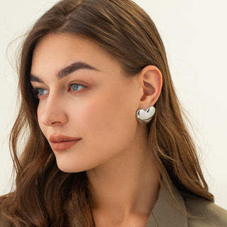 HEART SIGNET EARRINGS SILVER