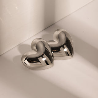 HEART SIGNET EARRINGS SILVER