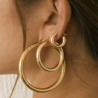 SIMPLE HOOP EARRINGS GOLD 40MM