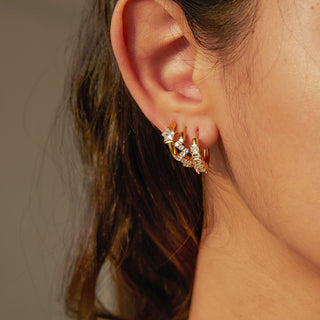 STAR DIAMOND HOOP EARRINGS GOLD