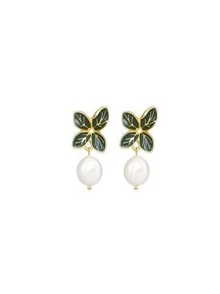 green-leaf-pearl-ohrringe