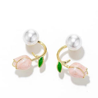 PINK ROSE PEARL EARRINGS SILVER