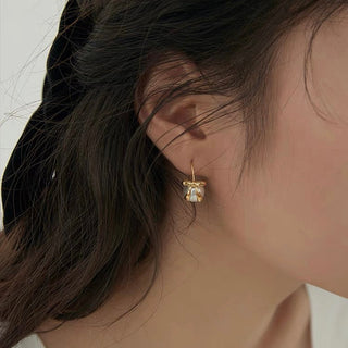 BOWKNOT PEARL EARRINGS GOLD